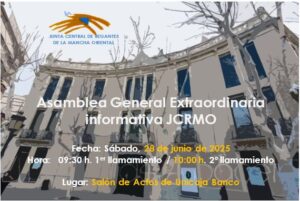 Recordamos que el sábado 28, tendrá lugar, en SEDE DE UNICAJA BANCO en Plaza de Gabriel Lodares, 1, a las 10:00h, una Asamblea General Extraordinaria, para  exponer y debatir sobre propuestas de actuaciones recibidas para mantener el Plan de Cultivos.